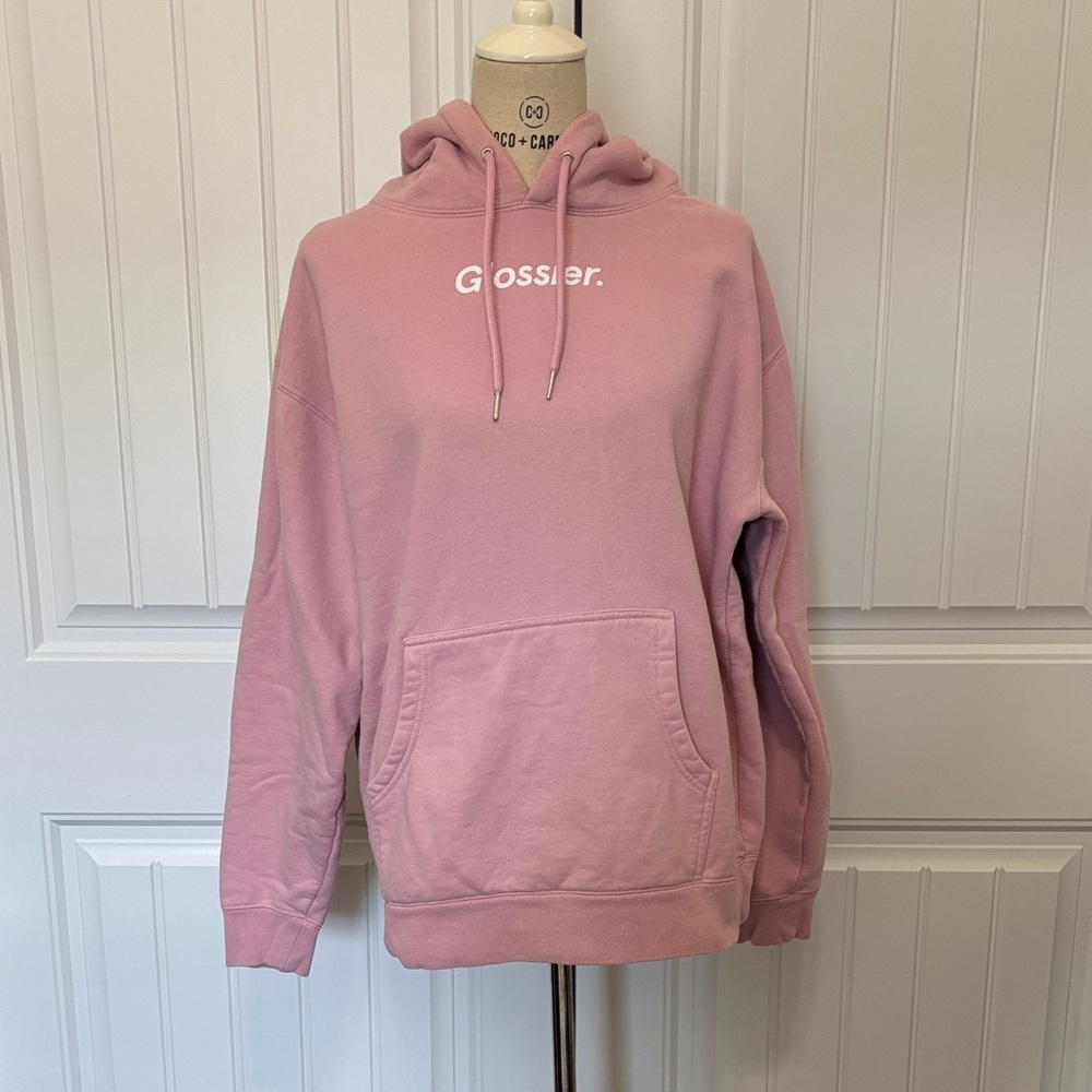 Glossier Pink Logo Pullover Hoodie